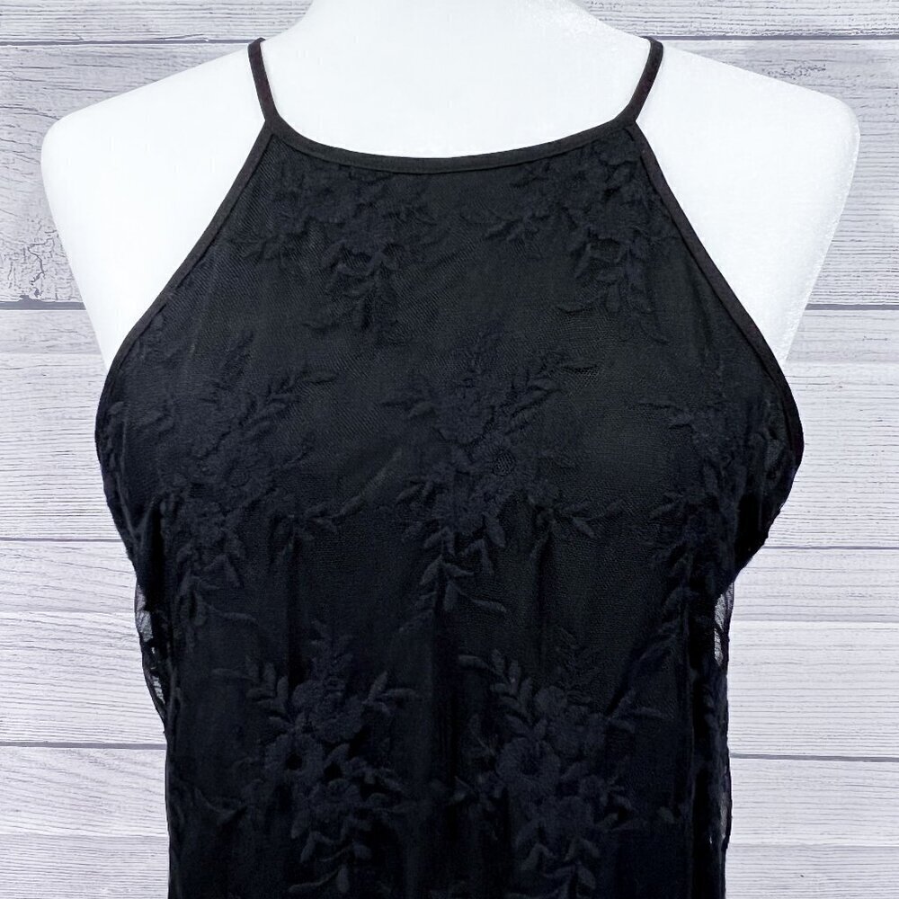 New York & Company Lace Tank | Black | Halter | Small | Round Neck | Women's - Picture 5 of 12